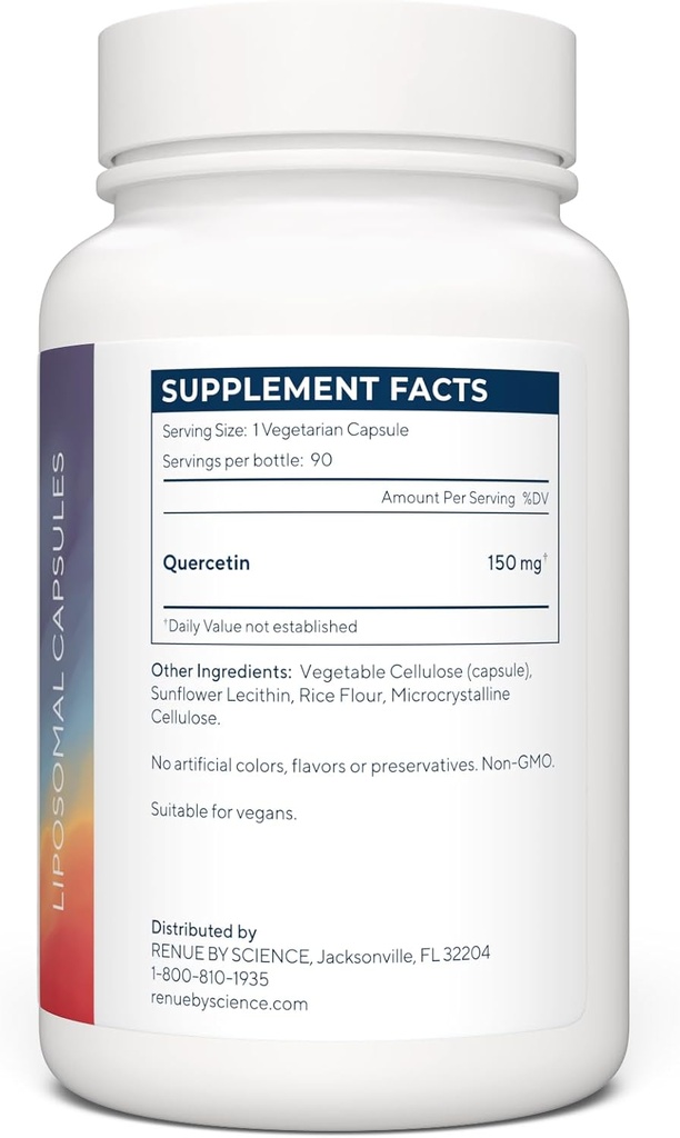 Renue By Science Quercetin | High Strength Liposomal Quercetin Supplements | 90 Quercitin Capsules - 150mg Quercetin per Serving | Non-GMO | Made in The USA & Third-Party Tested 3