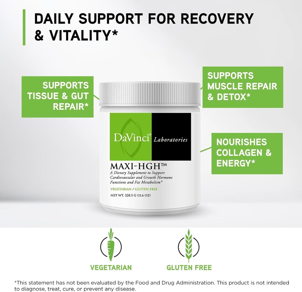 DAVINCI Labs Maxi-HGH - Amino Acid Supplement to Support Cardiovascular System, Muscle Recovery, Human Growth Hormone Release and Fat Metabolism* - Gluten-Free - Vegetarian - 328.5 g Powder 4