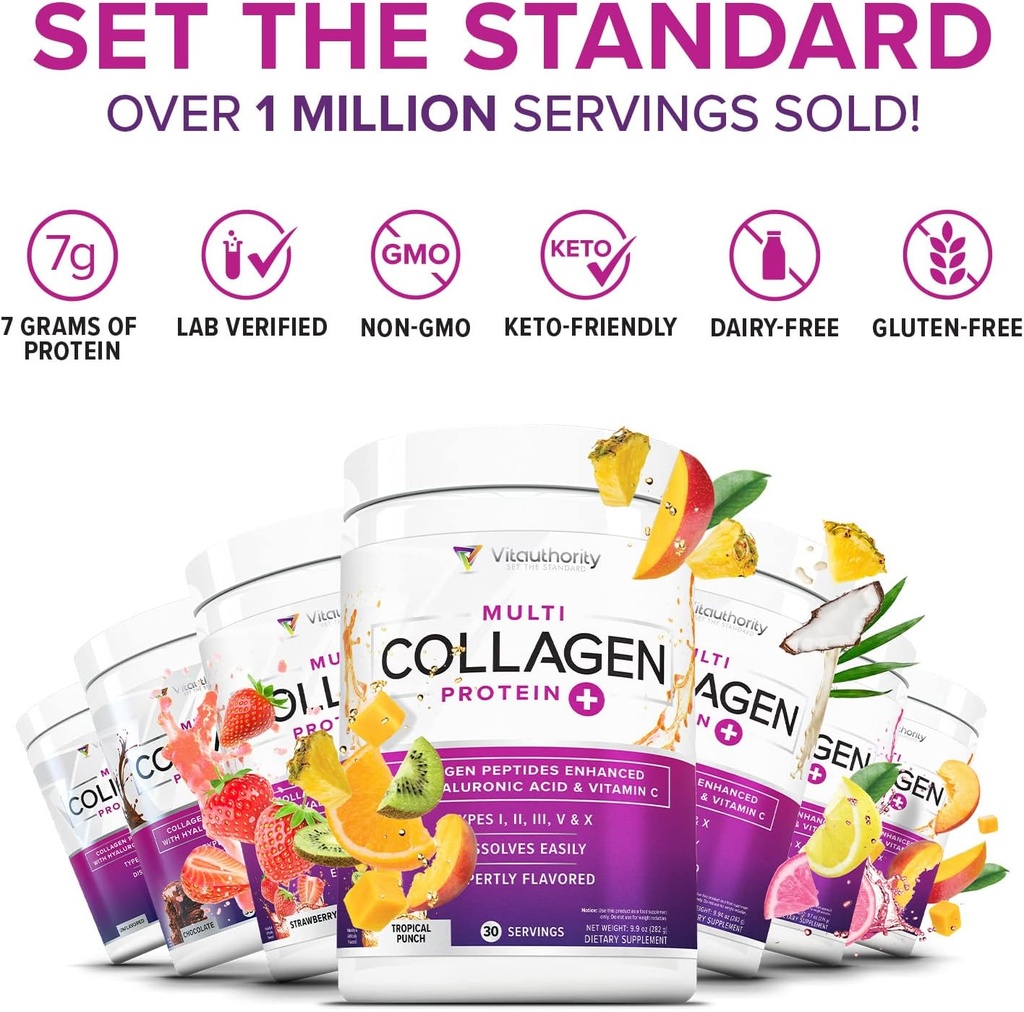 Multi Collagen Peptides Powder for Women - Hydrolyzed Flavored Collagen Powder for Women with Types I II III V & X Vitamin C & Hyaluronic Acid for Hair Skin and Nails (Peach Mango) - 30 Servings 5