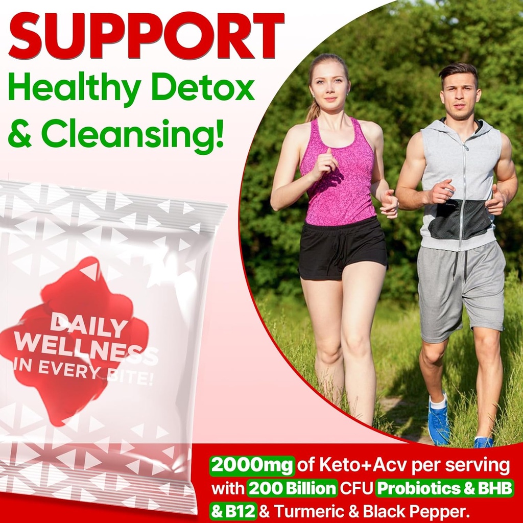 Apple Cider Vinegar Gummies, Advanced ACV Gummy with Probiotics, BHB, B12 and Keto Support - Keto Acv Gummies for Detox, Metabolism, Digestion, Gut & Immune Health - Sugar Free, Vegan, 180 Counts 6