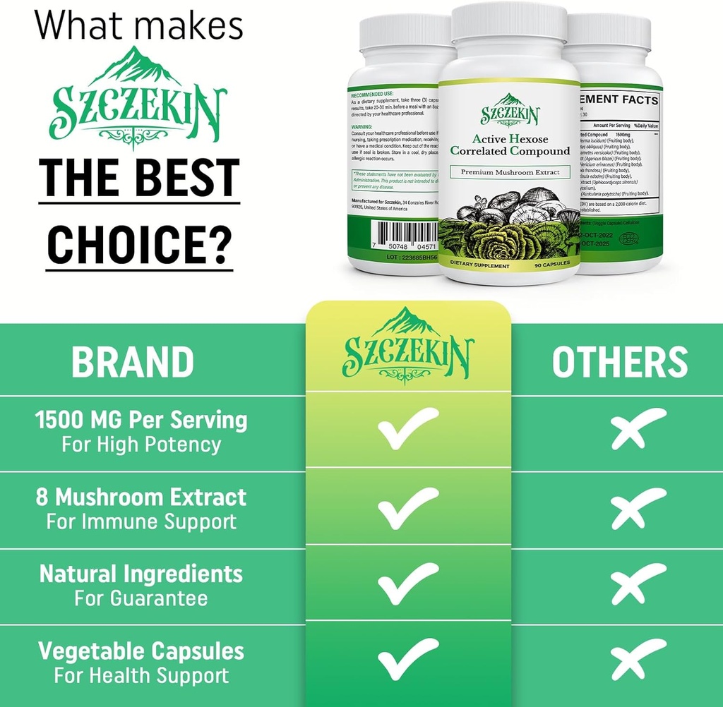 Active Hexose Correlated Compound 1500 mg Supplement, Natural 8 Mushroom Extract Supplement, Immune System, Liver Function, Natural Killer and T Cells Activity, 720 Veggie Capsules 4
