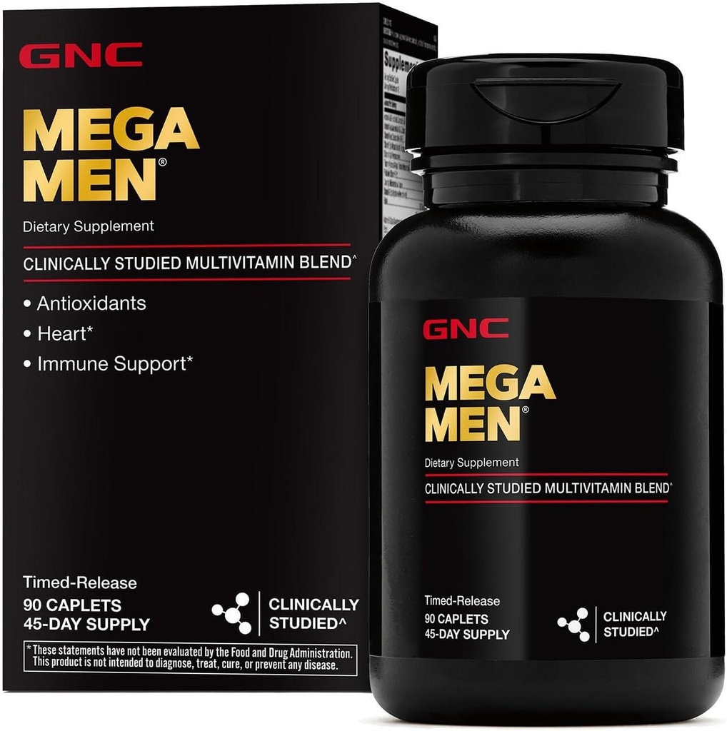GNC Mega Men Multivitamin Caplets, Clinically Proven to Feel Better, Immune Support, Energy Support, Antioxidants, B Vitamins, Vitamin D-3, Timed Release, 90 Count, 45 Day Supply 2