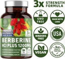 Number One Nutrition N1N Premium Berberine Plus 120 Caps, 1200mg, Natural Supplement Supports Anti-Aging, Cellular Health, Energy and Digestion 6