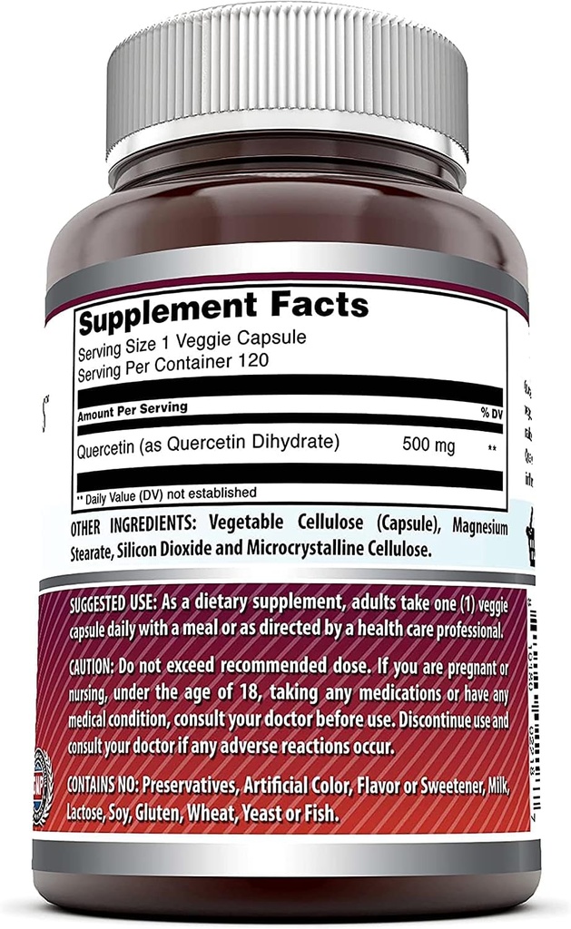 Amazing Formulas Quercetin 500mg Veggie Capsules Supplement | Non-GMO | Gluten Free | Supports Overall Health & Well Being (120 Count | 3 Pack) 3