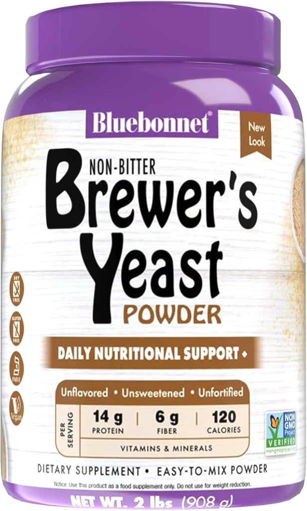 Bluebonnet Nutrition Super Earth Brewers Yeast Powder, Super Food, Whole Food, Source for Vitamins, Great Tasting, Vegan, Vegetarian, Non GMO, Gluten Free, Soy Free, Milk Free, Kosher, 2 lb 2