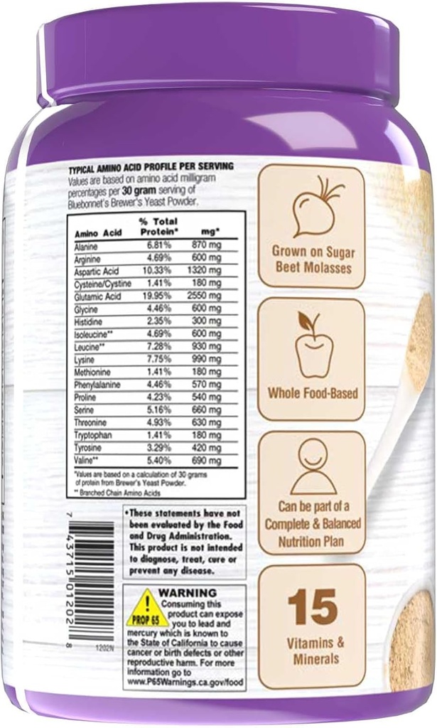 Bluebonnet Nutrition Super Earth Brewers Yeast Powder, Super Food, Whole Food, Source for Vitamins, Great Tasting, Vegan, Vegetarian, Non GMO, Gluten Free, Soy Free, Milk Free, Kosher, 2 lb 4
