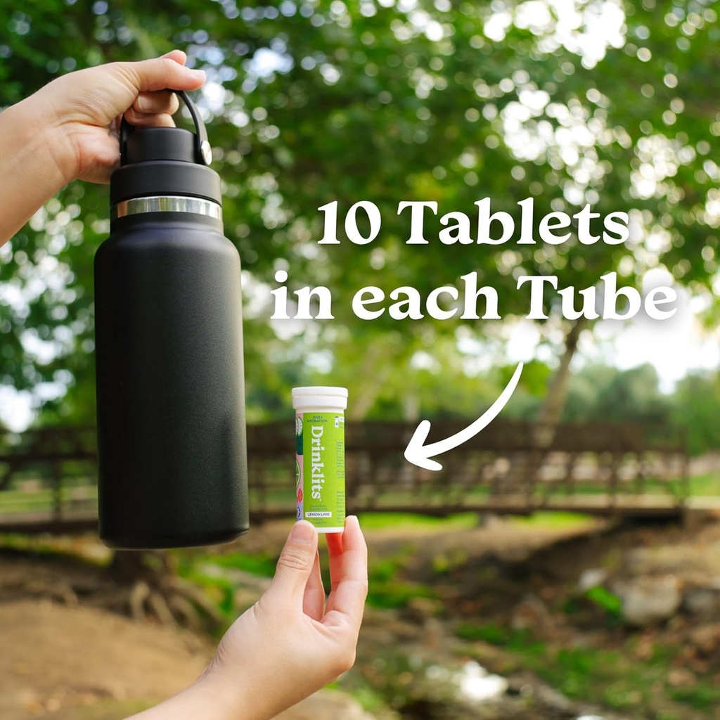 Drinklits Lemon-Lime Daily Electrolyte Hydration Tablets (4) Tube Bundle | Natural Sports Drink – 0g Sugar – Excellent Flavor | 40 Servings - 10 Tablets Per Tube 6