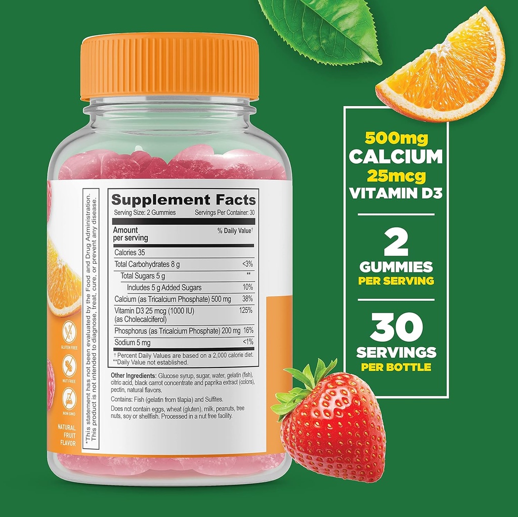 Lifeable Calcium with Vitamin D + Calcium Magnesium, Gummies Bundle - Great Tasting, Vitamin Supplement, Gluten Free, GMO Free, Chewable 3