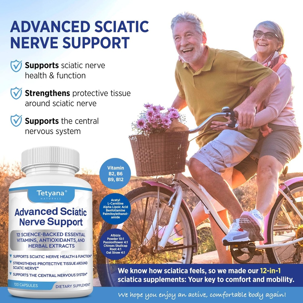 Advanced Sciatic Nerve Support Relief: Alpha Lipoic Acid Vitamin, Benfotiamine - 12 in 1 Sciatica Supplements - 120 Capsules- 30-60 Supply- Made in USA 5