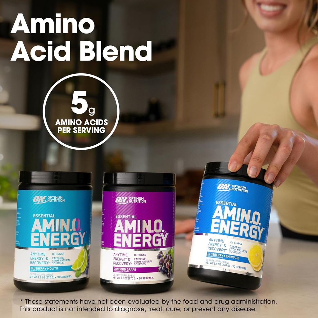 Optimum Nutrition Amino Energy - Pre Workout with Green Tea, BCAA, Amino Acids, Keto Friendly, Green Coffee Extract, Energy Powder - Wild Berry, 30 Servings (Packaging May Vary) 6