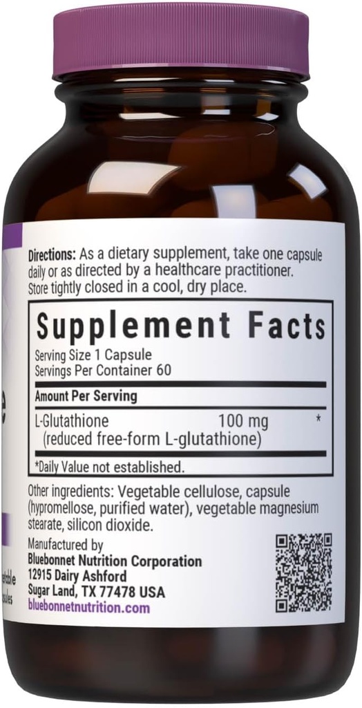 Bluebonnet L-Glutathione 100 mg Vitamin Capsules, 60 Count, White 3
