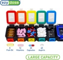 EZY DOSE Weekly (7-Day) Daily Pill Planner, Medicine Case, Vitamin Organizer Container, Waterproof Locking Compartments to Secure Prescription Medication and Prevent Accidental Spilling, Rainbow 4