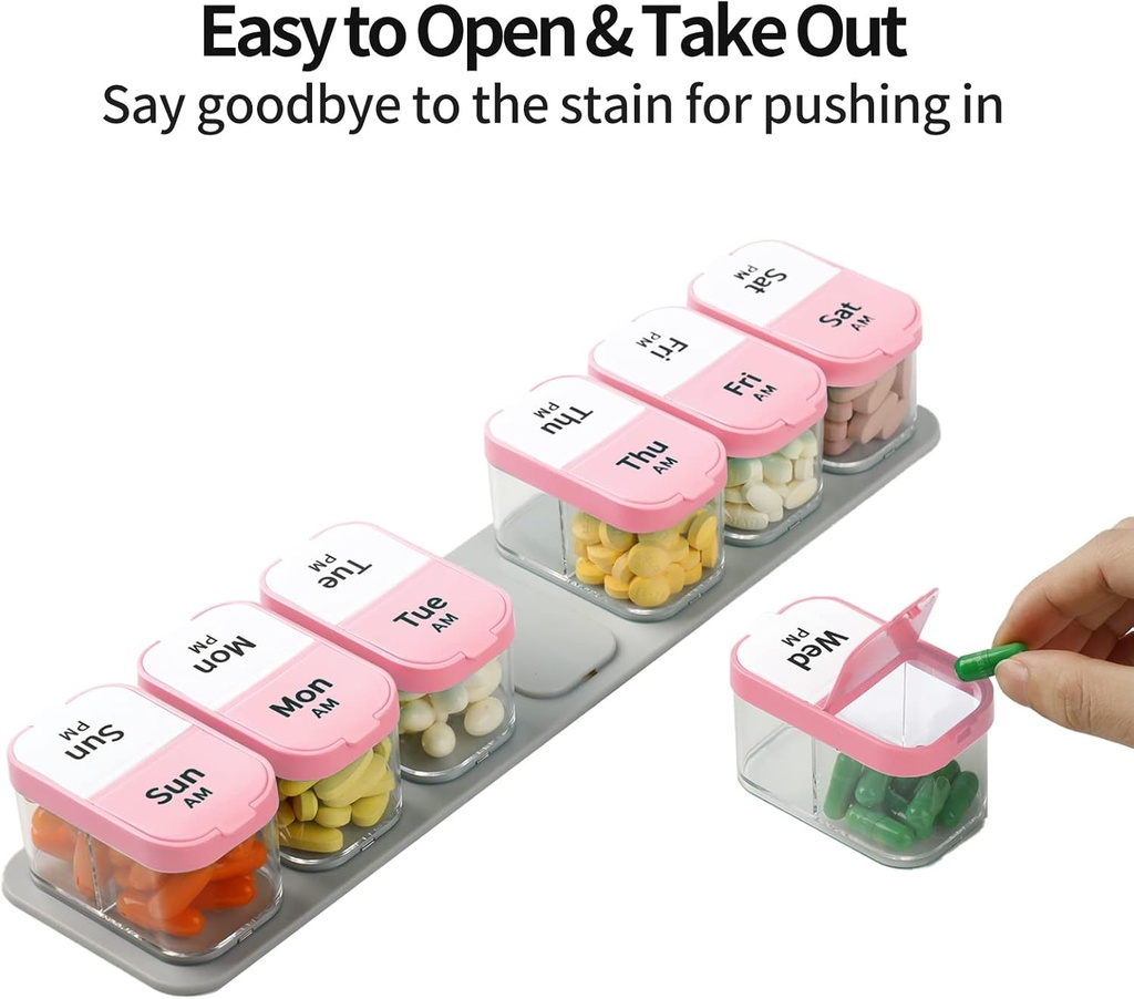 Daviky Extra Large Pill Organizer Weekly, XL Medicine Pill Organizer 2 Times a Day, Big Pill Box 7 Day AM PM for Vitamins, Supplements and Medication 5