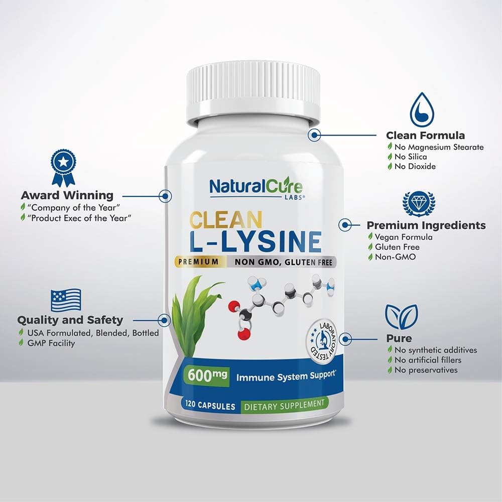 Natural Cure Labs Bundle: Monolaurin 600mg 2 Pack + Clean L-Lysine 6