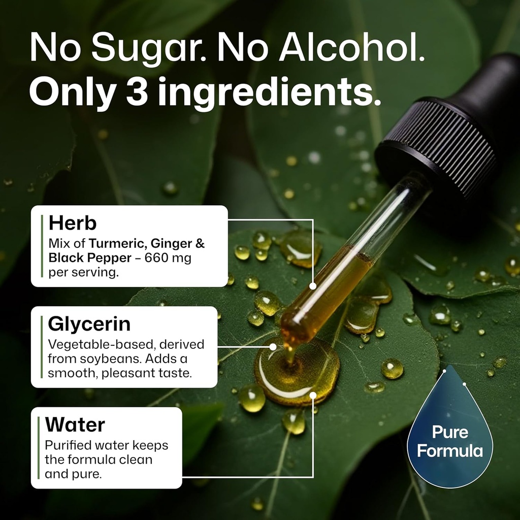 BIO KRAUTER Turmeric and Ginger Supplement Tincture - Turmeric Curcumin Immune Support Drops - Ginger Extract with Black Pepper - Vegan Formula - 2 Fl.Oz. 6