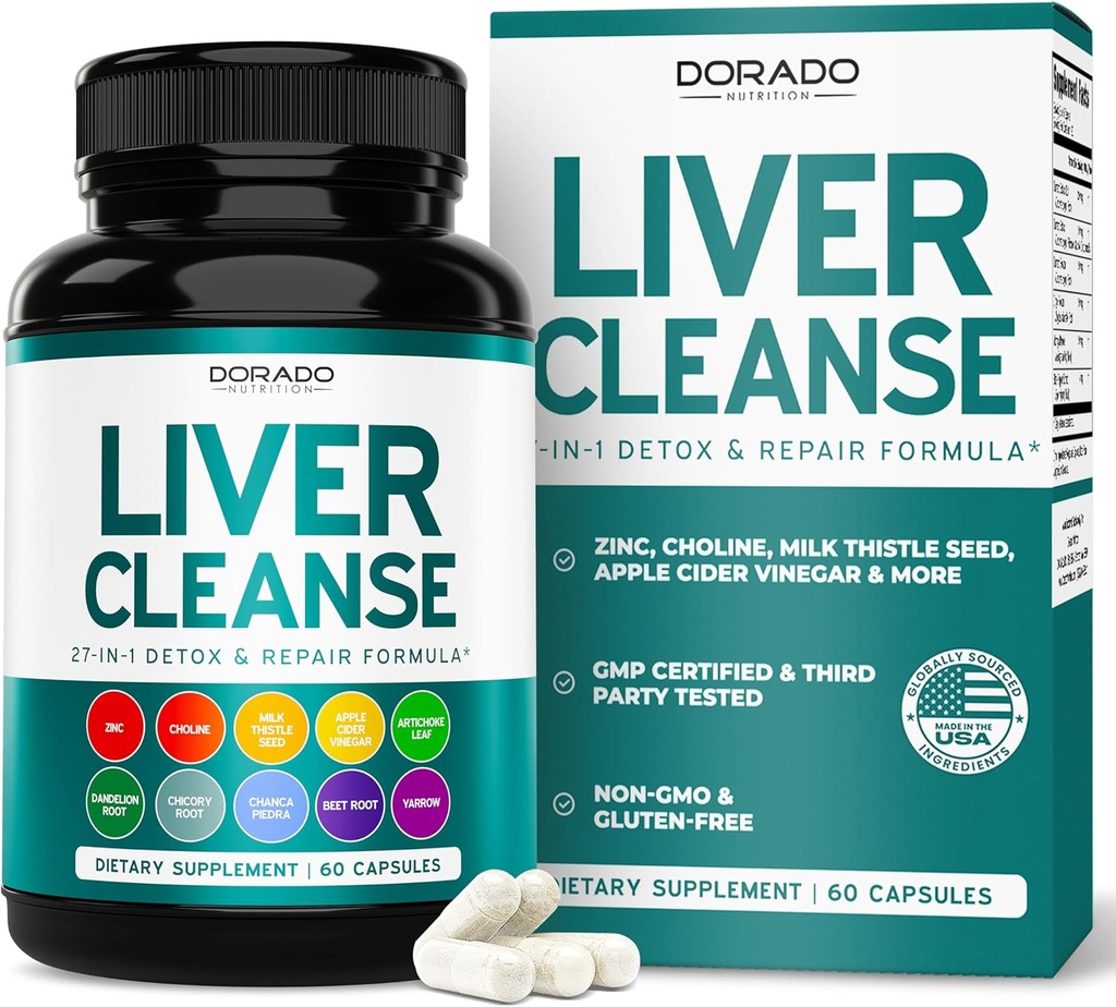 Liver Cleanse Detox & Repair 27 in 1 Formula - Milk Thistle, Dandelion Root, Turmeric, Artichoke Extract & More - Liver Detox Support Supplement - 3rd Party Tested, Vegan Safe & USA Made (60 Count) 2