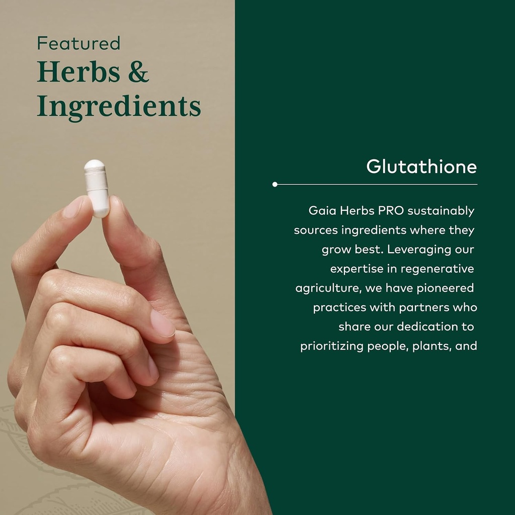 GAIA HERBS PRO Glutathione 500 - Antioxidant Supplement Supports Cellular Health* - Supplement with Glutathione for Men & Women - Vegan, Gluten-Free, Soy-Free - 30 Capsules (30 Servings) 5