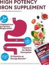 Iron Supplement for Women & Men, Iron Bisglycinate with Vitamin C, B6, B12, Folate, Stomach Friendly, Non-Constipating, Blood Health & Energy Boost, 60 Vegan Caps 4
