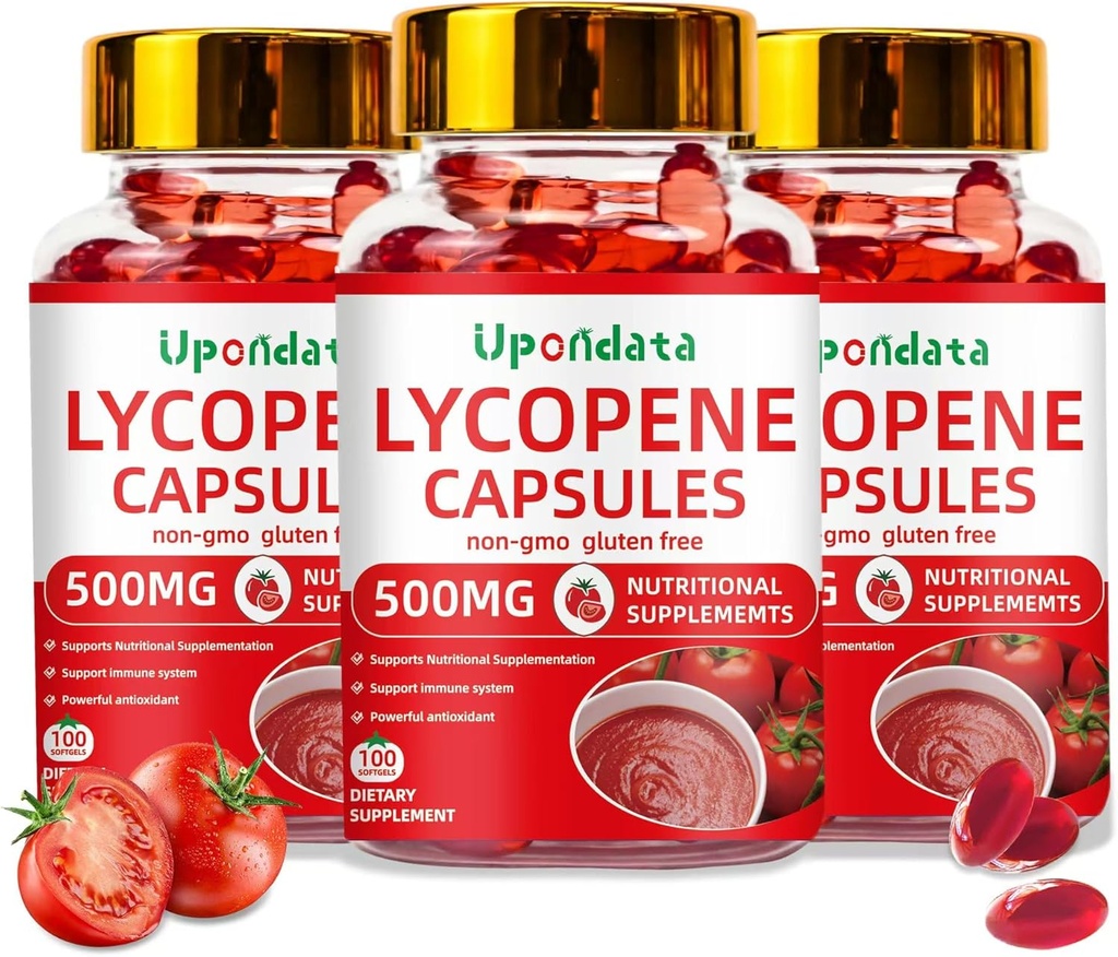 Lycopene Capsules - 500mg /100 Softgels Natural Tomato Extract Organic Complex Formula Supplement - Gluten-Free, Non-GMO (1 Pack) 3