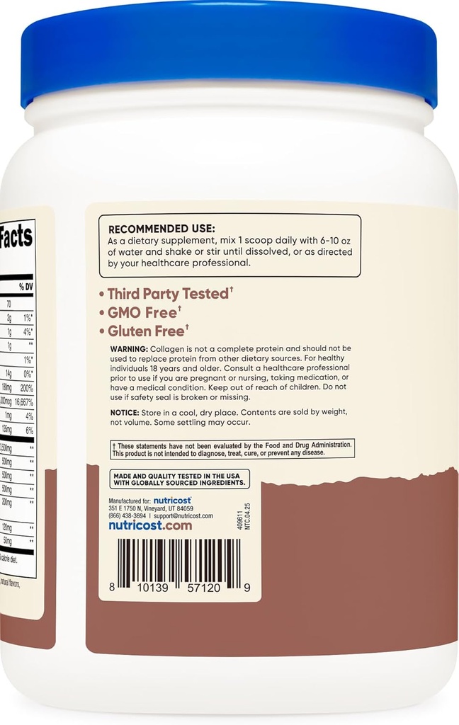 Nutricost Multi Collagen + Beauty & Protein Powder (Milk Chocolate Flavor) 30 Servings - with Biotin and Collagen Peptides, Non-GMO, Gluten-Free 5