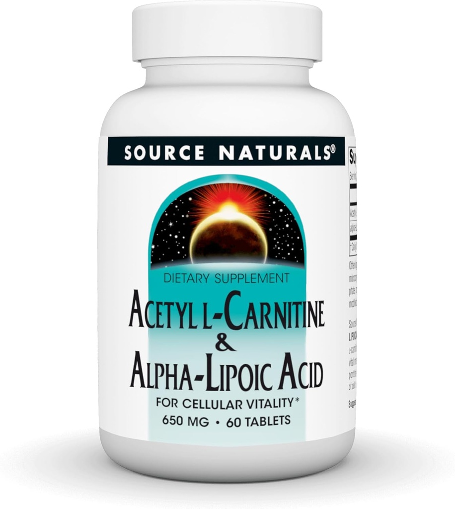 Source Naturals Acetyl L-Carnitine & Alpha-Lipoic Acid, for Cellular Vitality*, 650mg - 60 Tablets 2