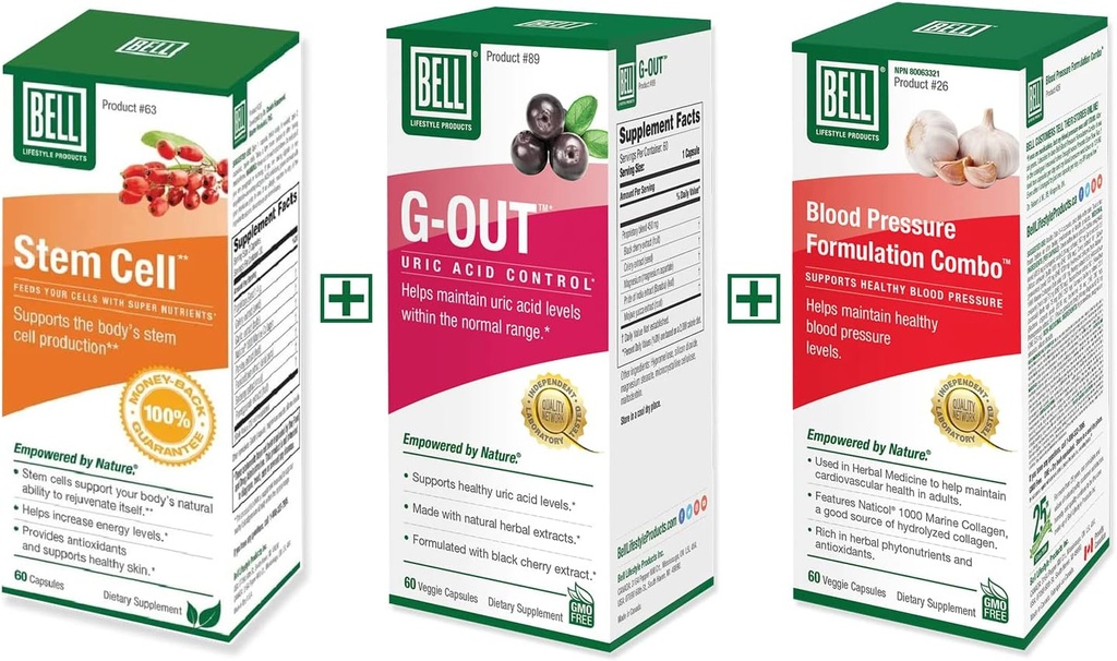 Bell Bundle – Healthy Blood Pressure Support, Stem Cell Supplements, & G-Out Uric Acid Cleanse – 25 Years Around The World, Sold Directly by The Manufacturer 2