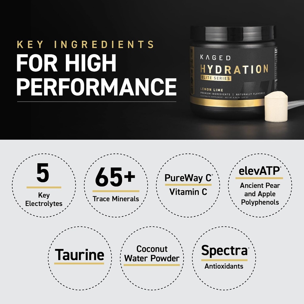 Kaged Electrolytes, Hydration Elite, Premium Electrolyte Powder Supplement, Intra Workout, Post Workout, Lemon Lime, 14 Travel Packets 6