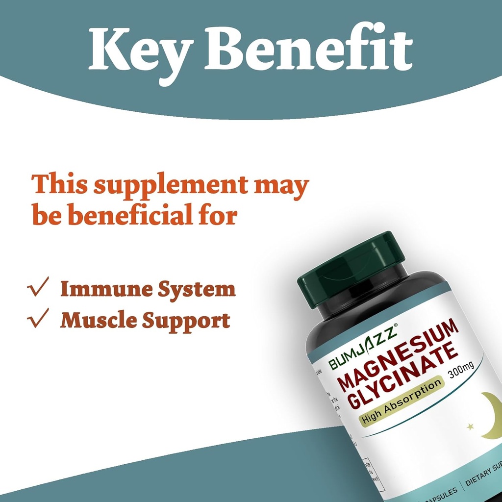 Magnesium Glycinate Supplement - Magnesium Supplement Magnesium Glycinate 300mg - 100% Chelated for High Absorption Vegan Essential Mineral Supplement 300 Capsules 4