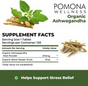 Pomona Wellness Organic Ashwagandha Supplement for Stress Support, 1,350 mg Mood Enhancer & Thyroid Support, USDA Organic, Vegan, Non-GMO, 120 Ashwagandha Root Powder Tablets 6
