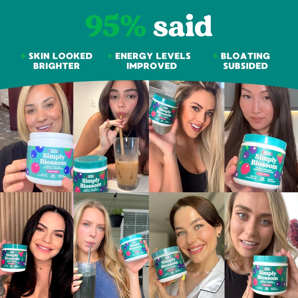 Simply Blossom Nutrition - Daily Greens & Superfood Powder + Collagen + Probiotics for Women's Digestive Health & Bloating Relief. Help Your Health Bloom - 30 Day Supply 6