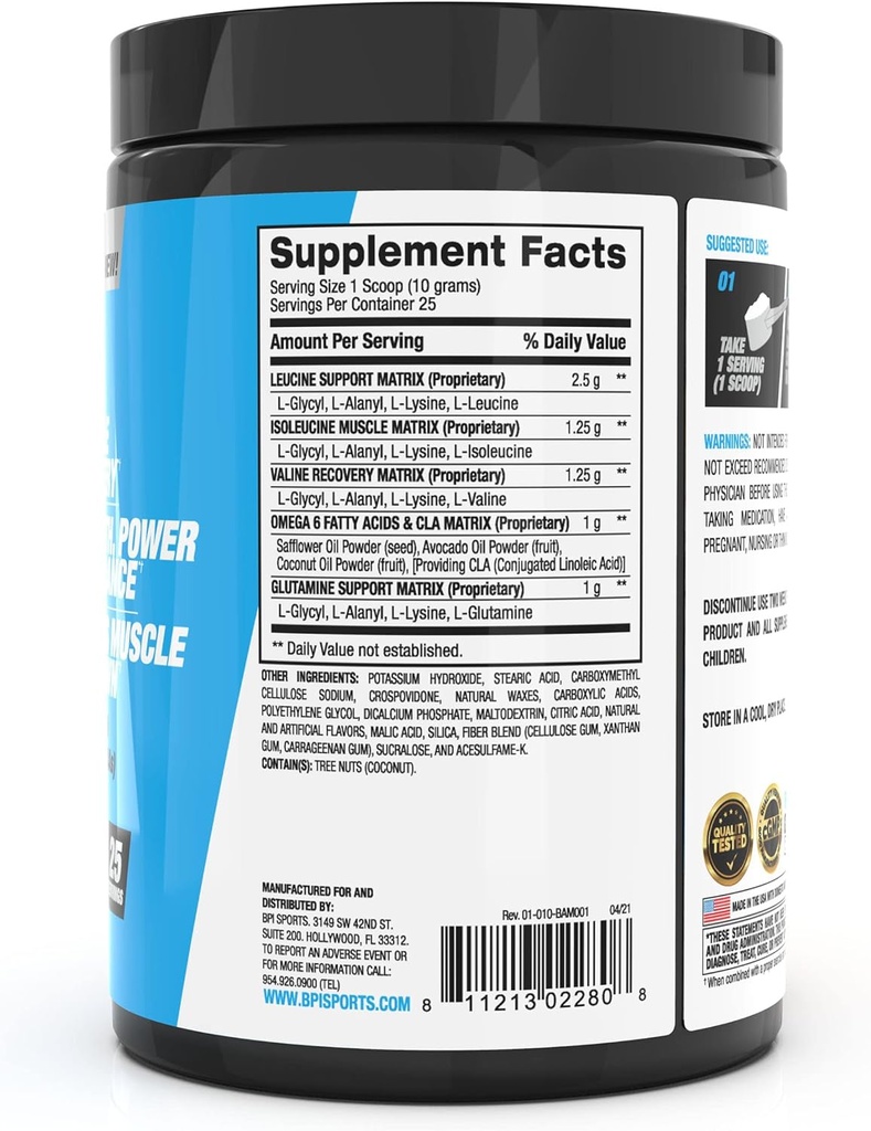 BPI Sports Best Aminos - BCAA Powder Post Workout & Glutamine Recovery Drink with Branched Chain Amino Acids for Hydration & Recovery, for Men & Women - Fruit Punch - 25 Servings (Pack of 5) 4