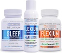 Relaxium Sleep Aid 60 Capsule + Flexium Fast Acting Joint Support 60 Capsule + Flexium Instant Spray for Pain, Max Strength with 10.5% Menthol & CurcuTame 90 ml (Family Pack Sleep & Joint Bundle) 2