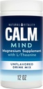 Natural Vitality Calm Mind, Magnesium Citrate + L-Theanine Powder, Supplement for Stress Relief, Gluten Free & Vegetarian, Unflavored, 12 oz. 2