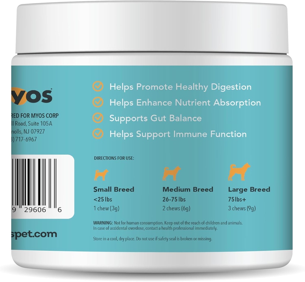 MYOS Probiotic Chew for Dogs - Daily Digestive Support, Promotes Complete Gut Health, Aids Digestion, Enhances Nutrient Absorption, Supports Healthy Stool - All-in-One Chewable Supplement 3