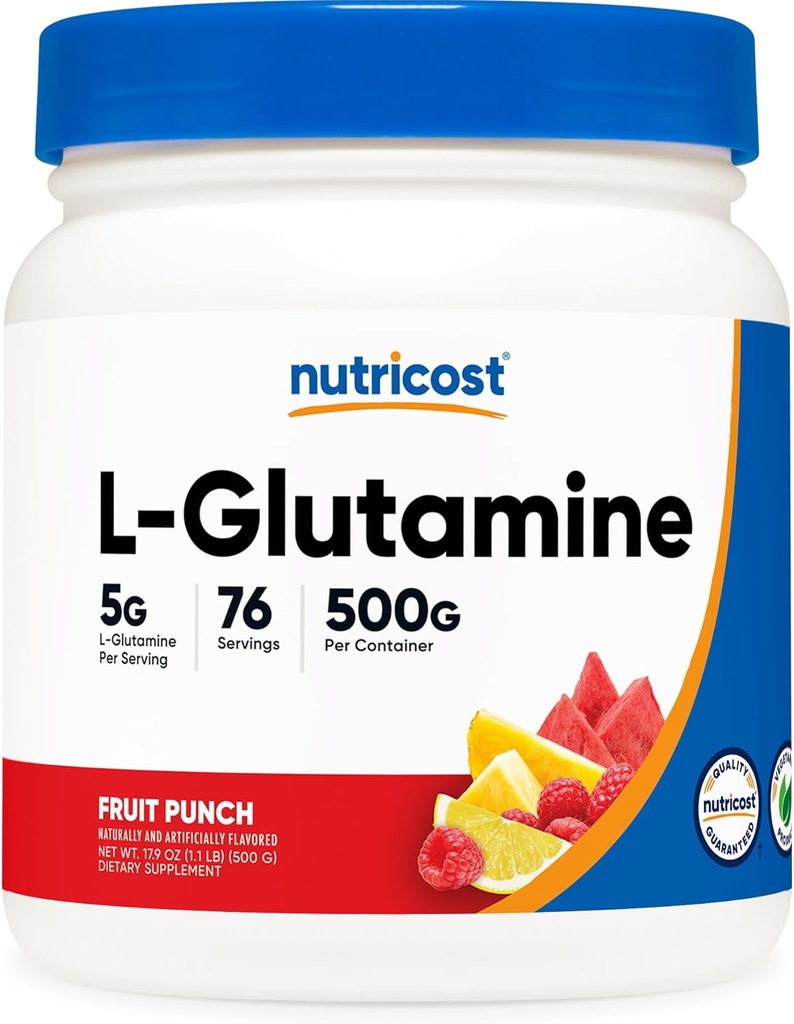 Nutricost L-Glutamine Powder 500 Grams (Fruit Punch) - (76 Servings per Bottle) 2