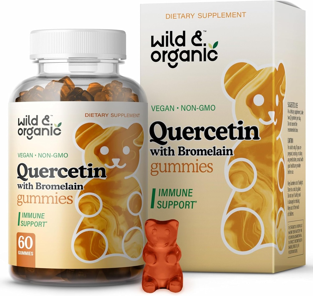 Wild & Organic Quercetin with Bromelain Gummies 800mg - Vegan Bromelain Supplement for Lung Detox and Immune Support - 60 Non-GMO Quercetin Gummies 2