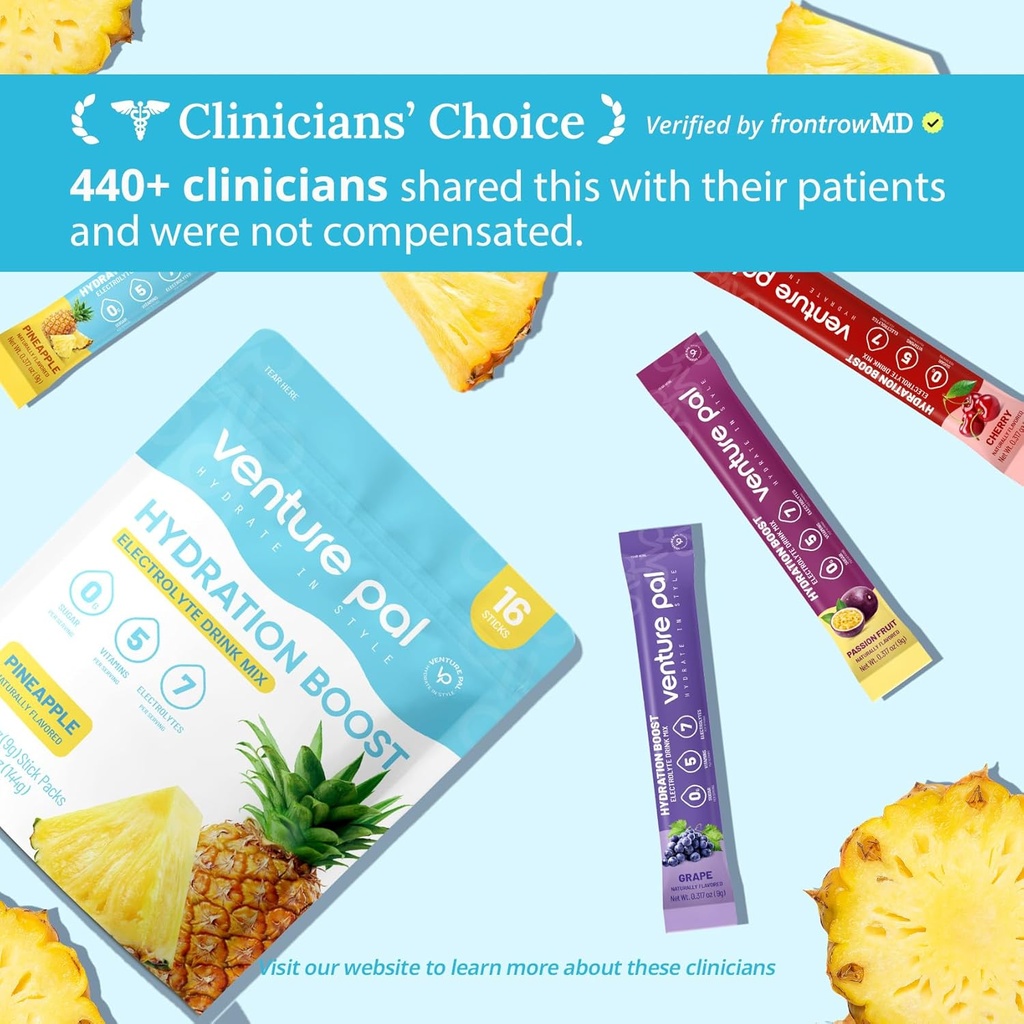 Venture Pal Sugar Free Electrolyte Powder Packets - Liquid Daily IV Drink Mix for Rapid Hydration & Party Recovery | 5 Vitamins & 7 Electrolytes| Keto Friendly | Non-GMO | Certified Vegan | 16 Sticks 4