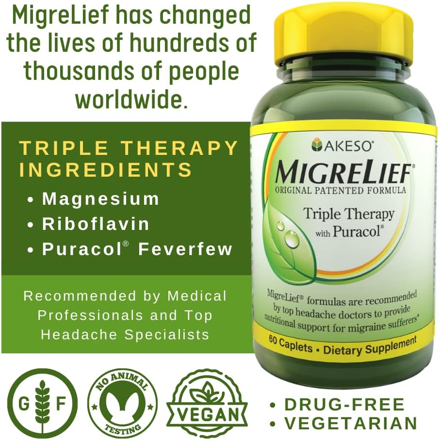 MigreLief Original Formula Triple Therapy with Puracol, 60 Count (Pack of 3) 3