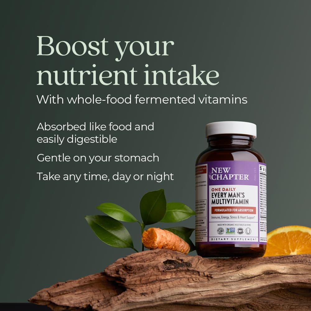 New Chapter Men's Multivitamin for Immune, Stress, Heart + Energy Support with Fermented Nutrients - Every Man's One Daily, Made with Organic Vegetables & Herbs, Non-GMO, Gluten Free - 48 ct 5
