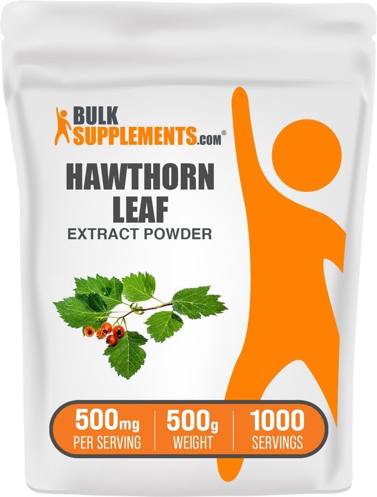BulkSupplements.com Hawthorn Leaf Extract Powder - Hawthorn Leaf Supplement - Herbal Supplement, Vegan & Gluten Free, 500mg per Serving, 500g (1.1 lbs) (Pack of 1) 2