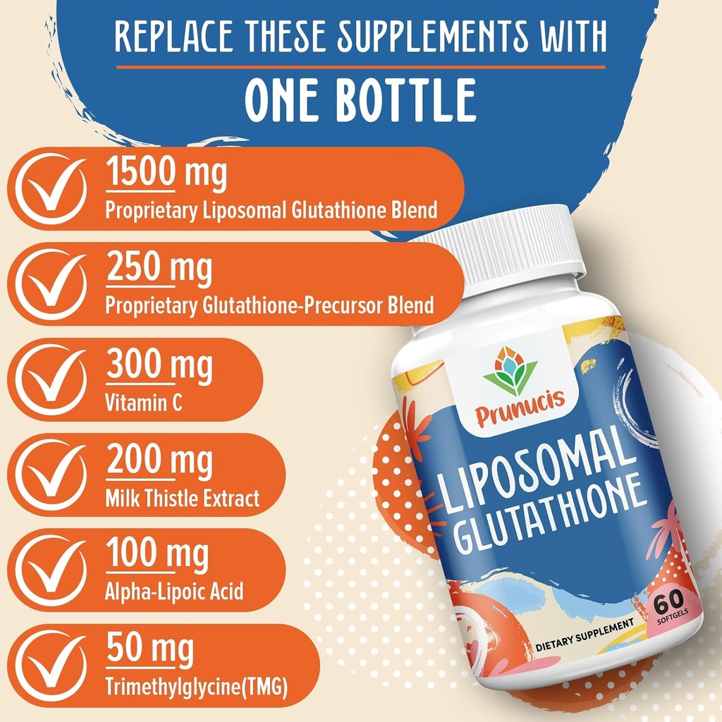 2400MG Liposomal Glutathione, with Vitamin C, Milk Thistle & Alpha-Lipoic Acid, Master Antioxidants, Pure Reduced L-Glutathione - Immune System, Cell Repair, Energy, High Absorption, 180 Softgels 6