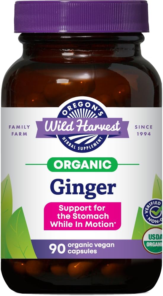 Oregon's Wild Harvest, Certified Organic Ginger Capsules for Stomach Support, Non-GMO, 1000 MGS, 90 Count 2
