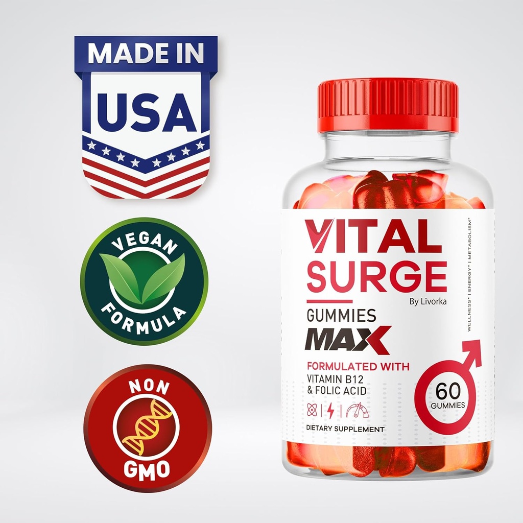 Vital Surge - Vital Surge for Men Gummies, Vital Vita Surge Max Maximum Strength 1050 MG, VitalSurge Supplement Support Gummy Advanced Formula, Premium Vitamin Gomitas (60 Gummies) 3