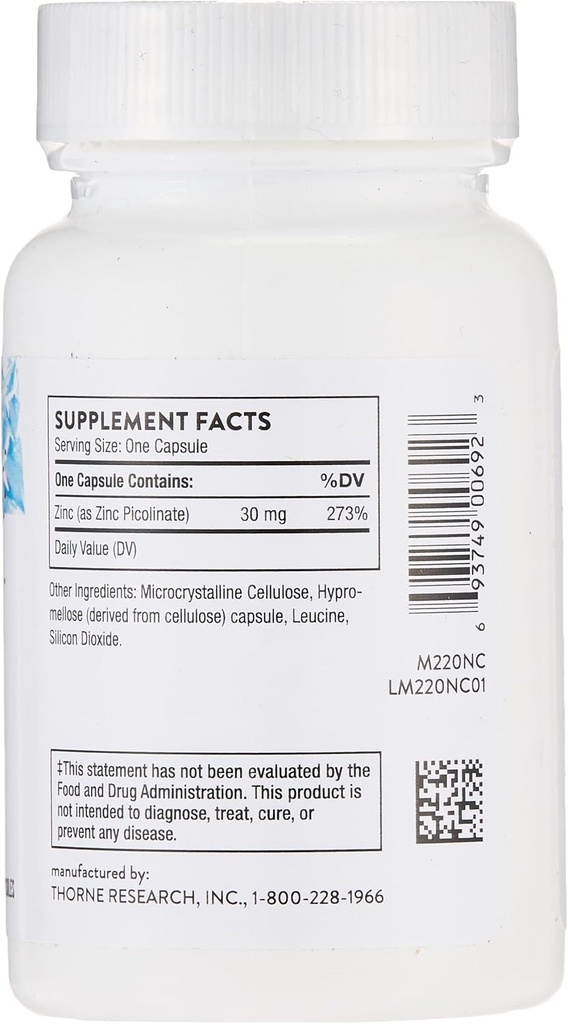 Double Strength Zinc Picolinate 60c by Thorne Research 3