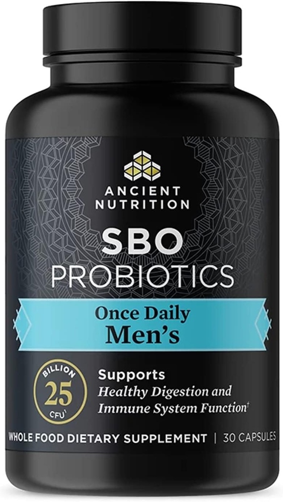 Ancient Nutrition Probiotics for Men, SBO Probiotics Men's Once Daily 30 Ct, for Healthy Digestion and Immune System Function Support, 25 Billion CFUs* Per Serving 2