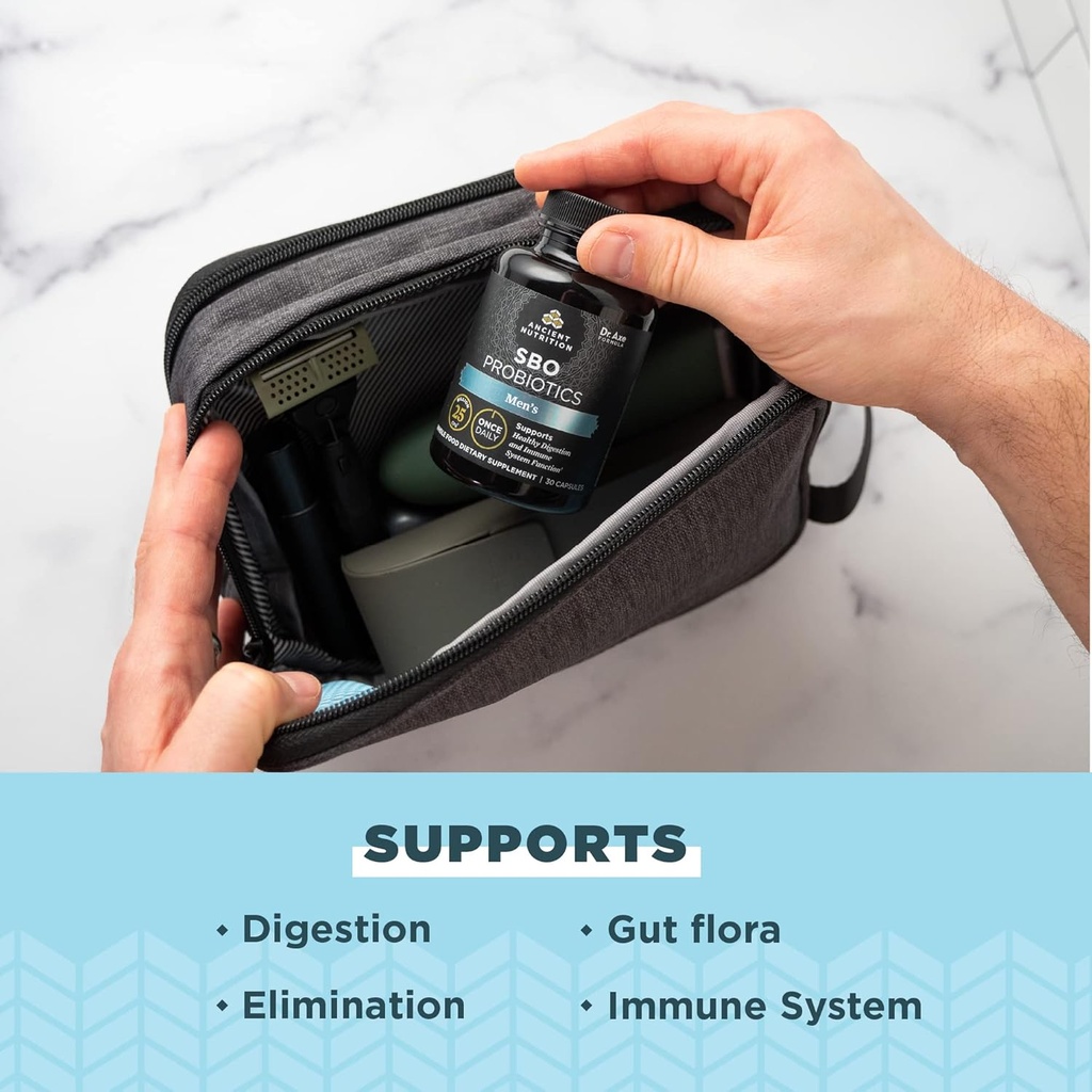 Ancient Nutrition Probiotics for Men, SBO Probiotics Men's Once Daily 30 Ct, for Healthy Digestion and Immune System Function Support, 25 Billion CFUs* Per Serving 3