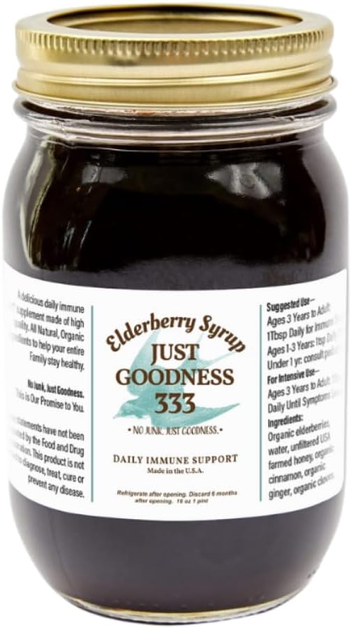 All Natural Elderberry Syrup (16 fl oz) for Adults and Kids, Daily Immune Support Herbal Supplement with Antioxidants, Organic Sambucus Elderberry 2