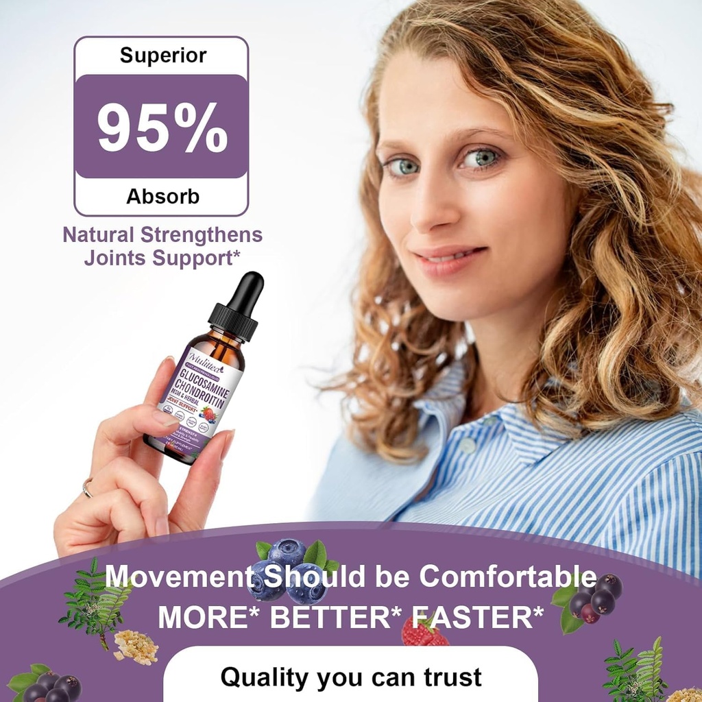 Glucosamine Chondroitin MSM Liquid Drops-w/Elderberry, Boswelia &Hyaluronic Acid-Extra Strength Joint Support Supplement for Mobility, Flexibility & Bones,High Absorption,60ml (2 fl oz) 5