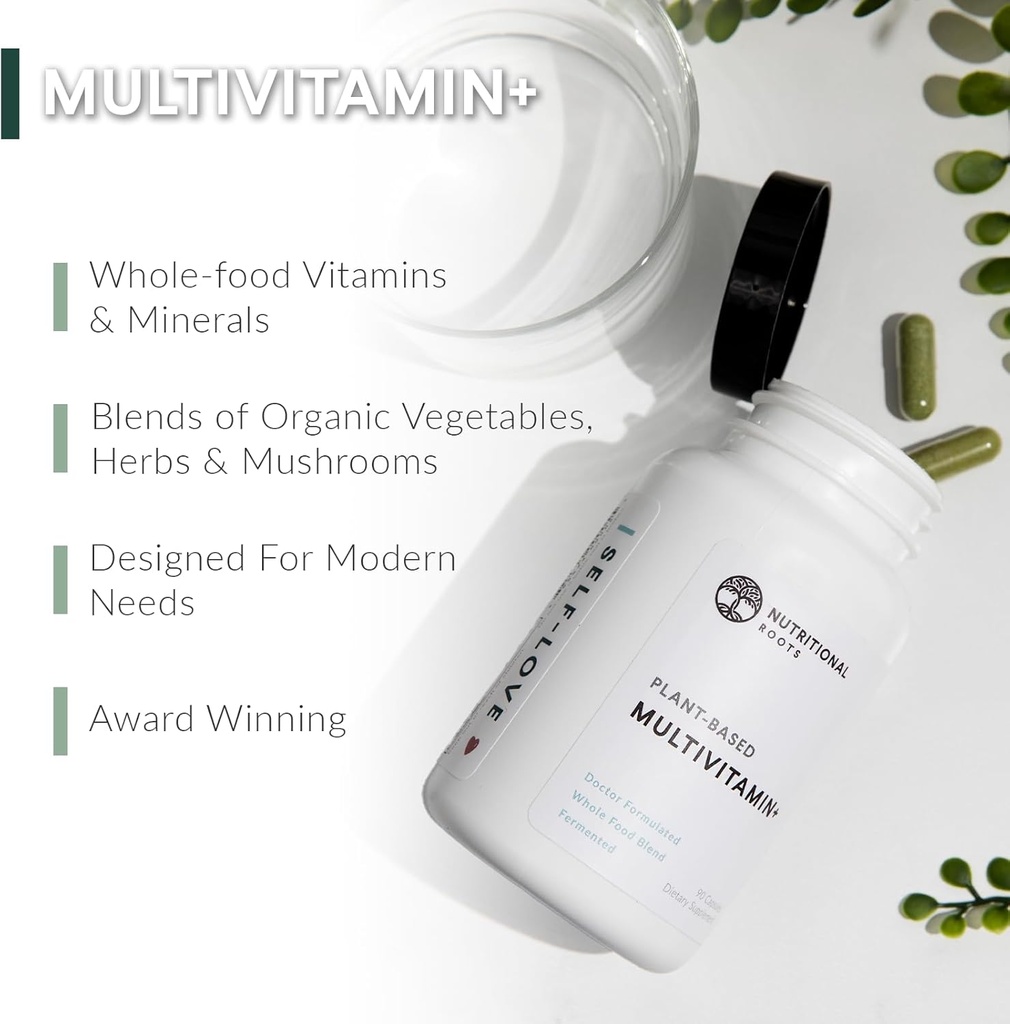 Nutritional Roots Multivitamin+, Award-Winning Plant-Based (Vegan) Multivitamin, Organic Vegetables & Herbs, Fermented Vitamins, Probiotics, Doctor's Choice, 45 Servings 3