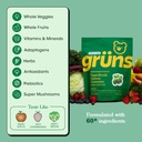 Gruns Adult Sugar-Free Super Greens Gummies - Superfood Gummy Bears with Spirulina, Chlorella, Fiber & Prebiotics for Digestive Health, Adaptogen Supplement with 20 Vitamins & Minerals, 2 Week Supply 5